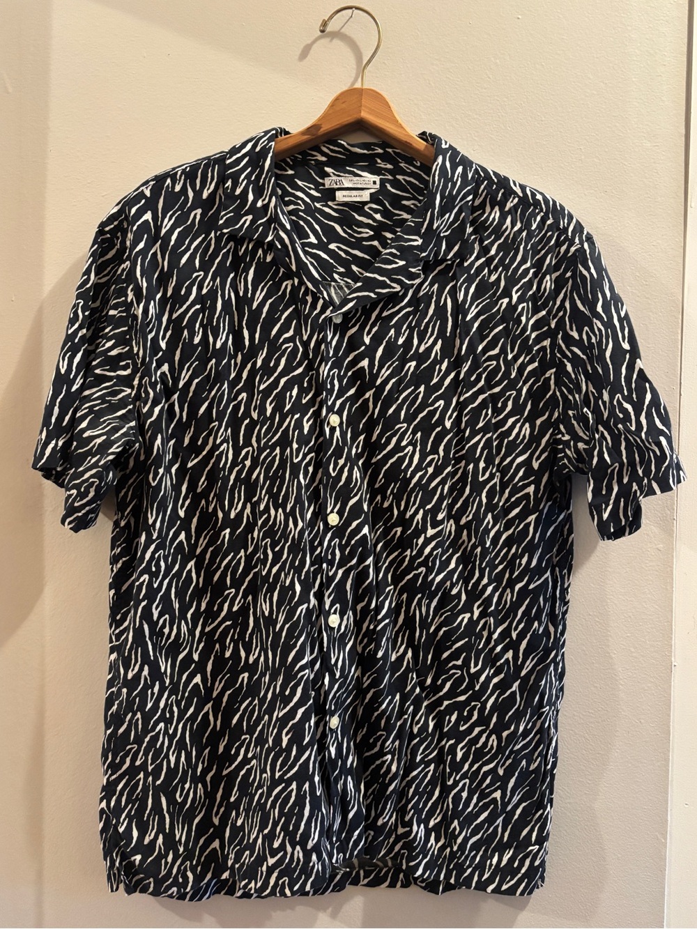 Zara Black & White Zebra Button Down Shirt